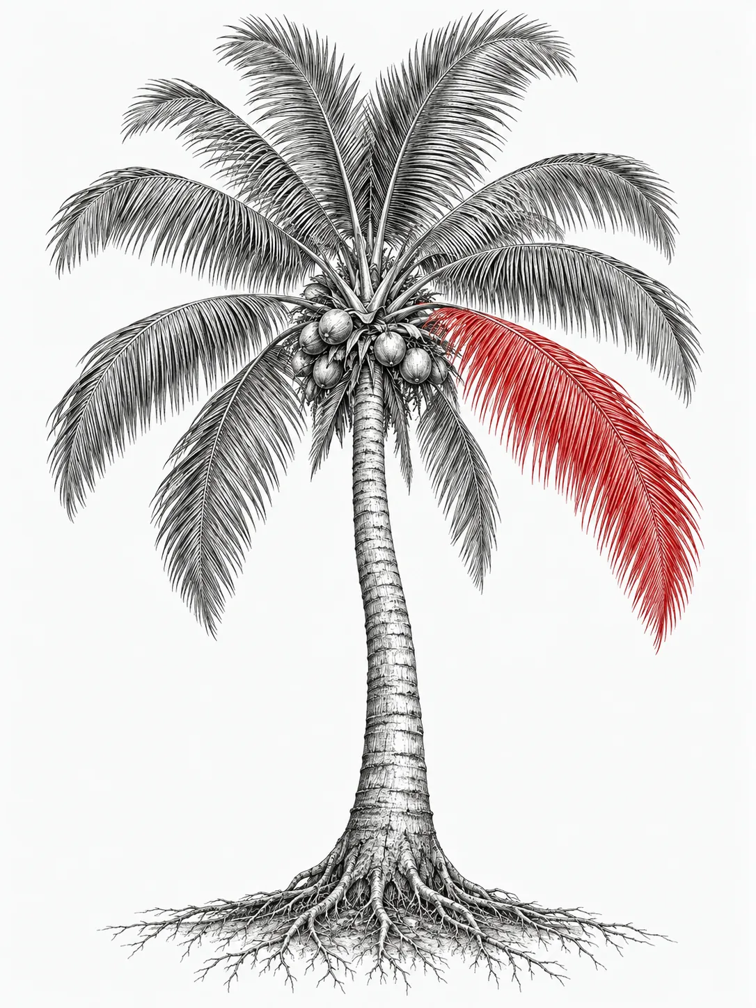 突出棕榈叶的植物插画