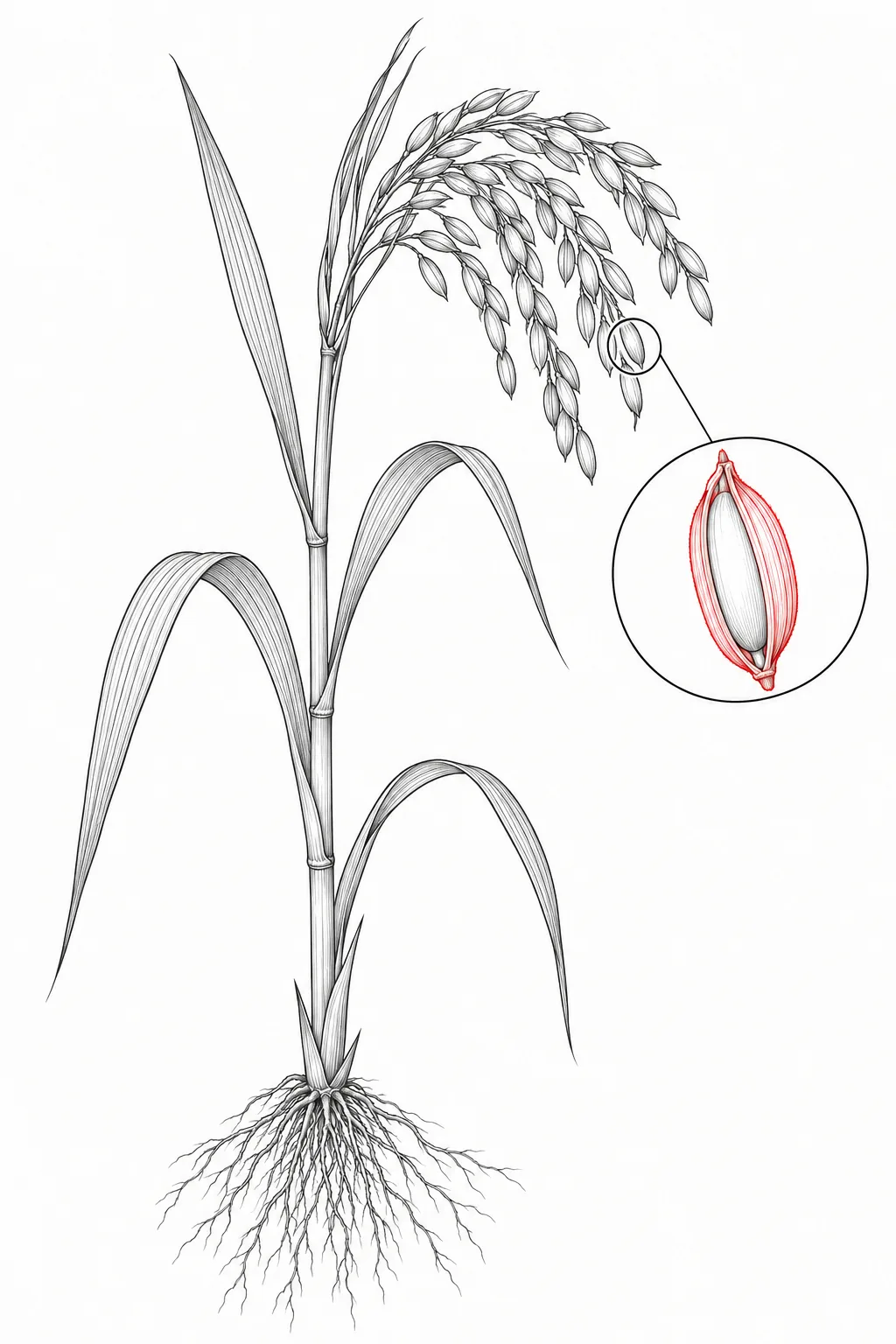 突出稻壳的植物插画