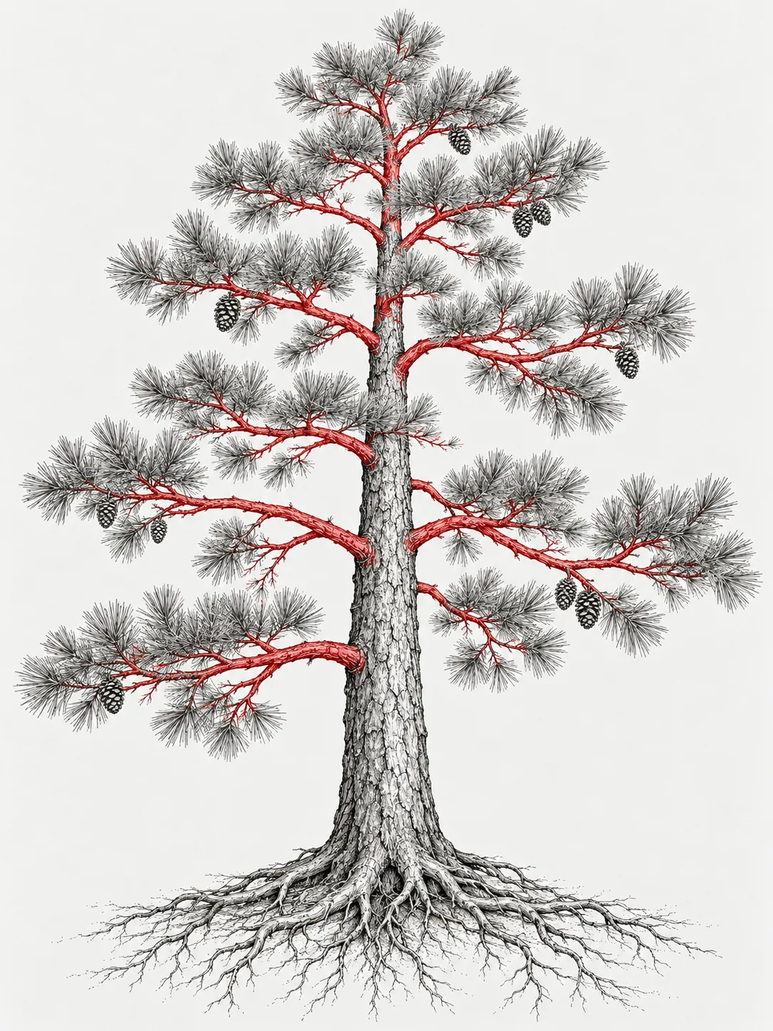 细木纤维用树枝植物插画